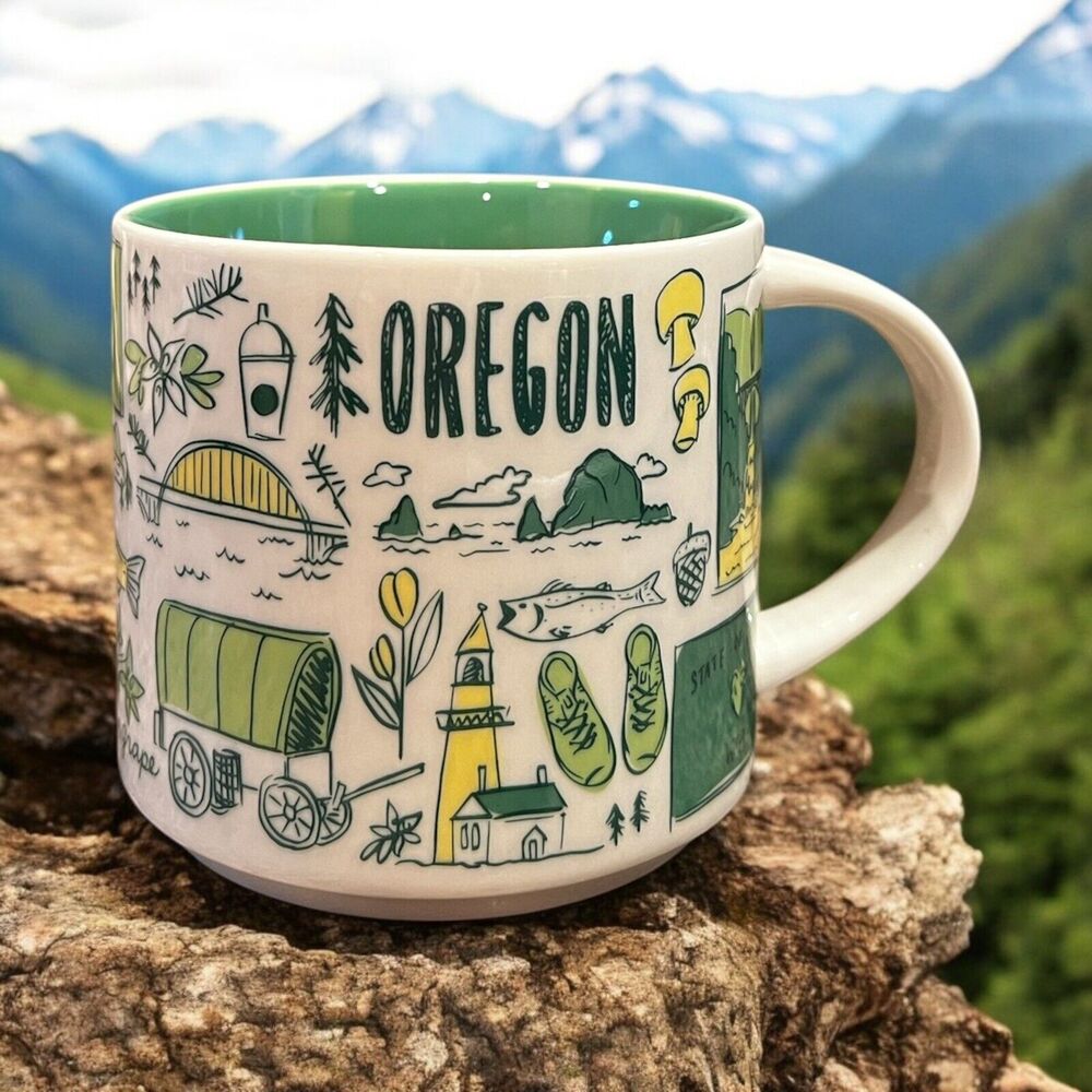 Starbucks OREGON Coffee Cup Mug Been There Series Globe Collection EUC